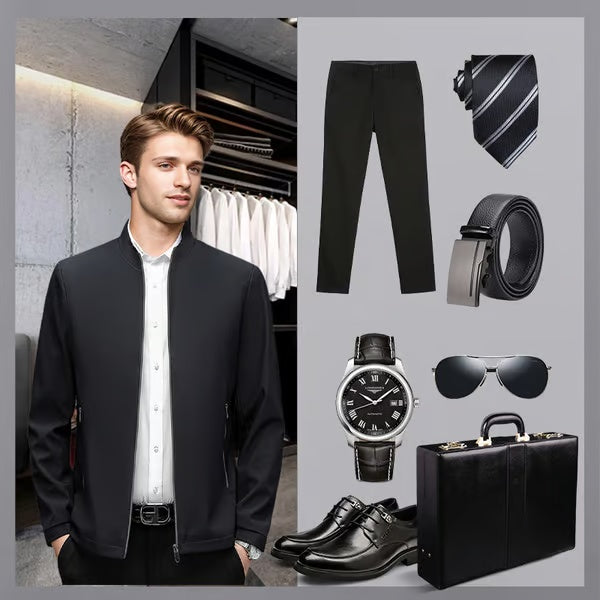 👑Fliwos® Men's Standing Collar Zipper Casual Jacket